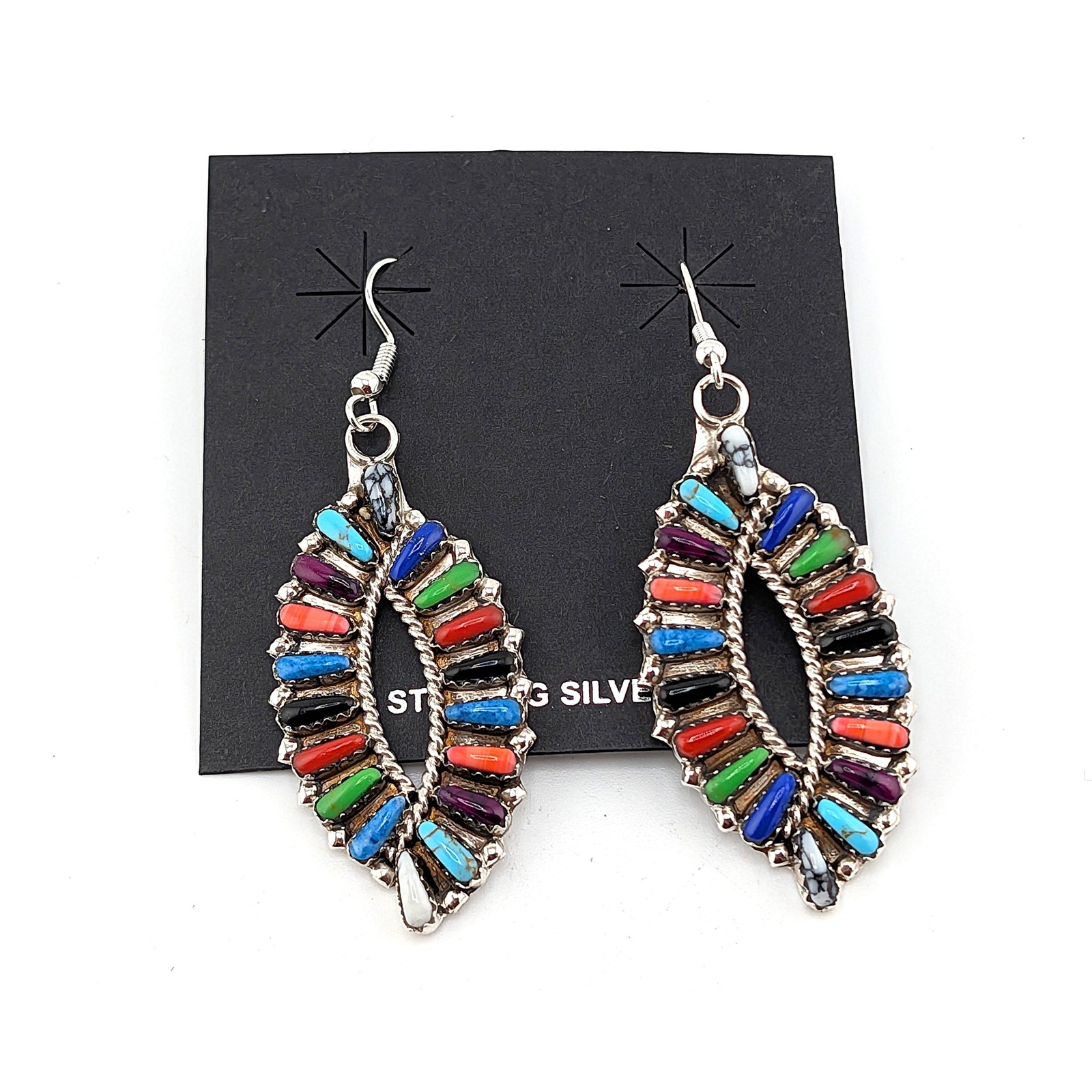 Navajo Earrings Teardrop Dangle Style Signed Southwest Jewelry Native American 350$